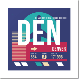 Denver, Colorado (DEN) Airport Code Baggage Tag Posters and Art